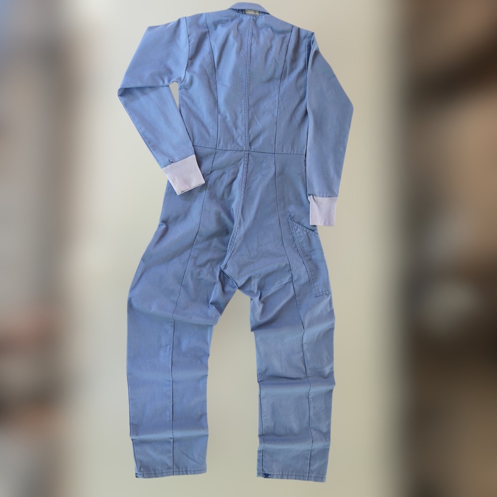 VTG 80s Boilersuit Coveralls Women XS Mechanic Blue Jumpsuit Workwear Distressed